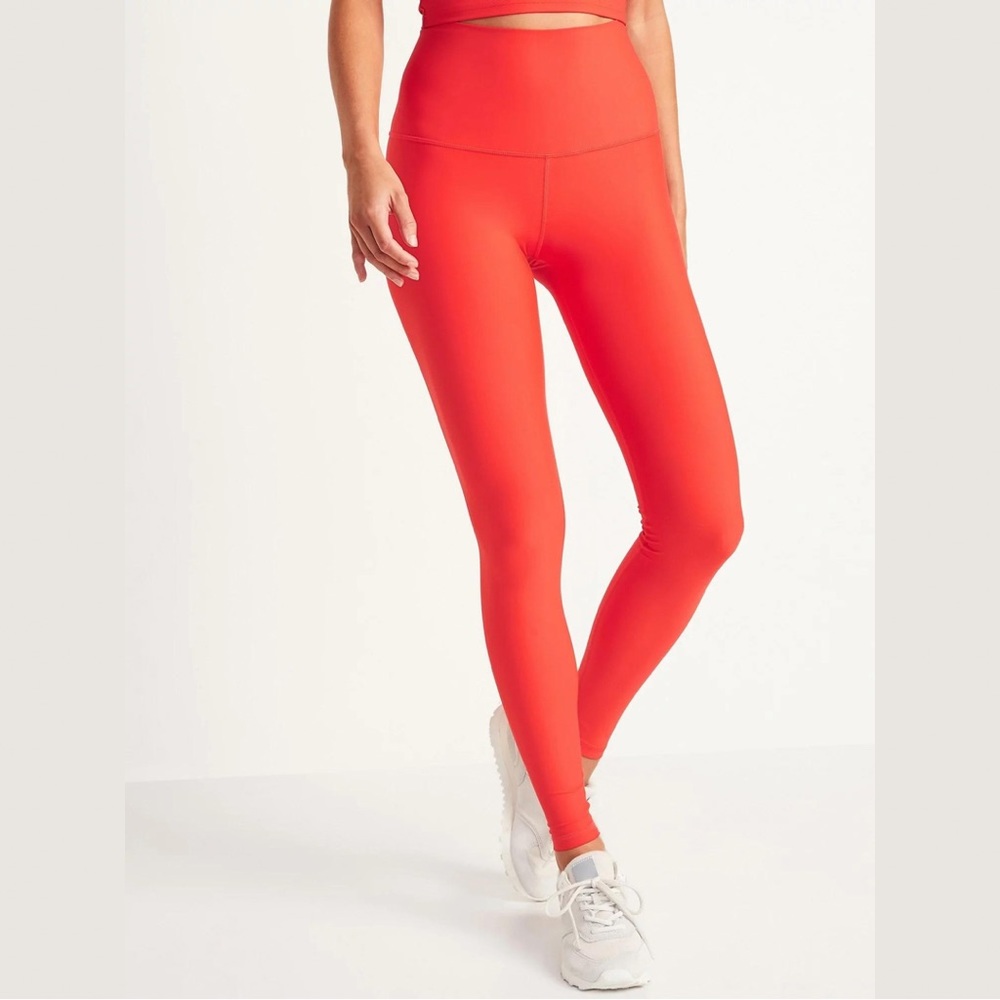 Old Navy Neon Coral High Waisted Leggings | Medium